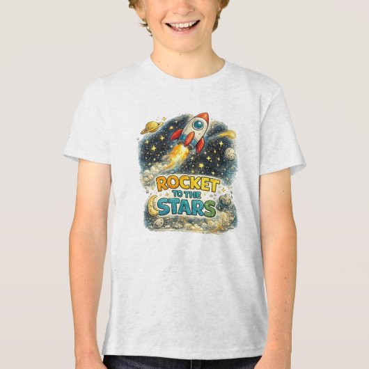 Raket naar de Sterren Tri-Blend Shirt (Voorkant)