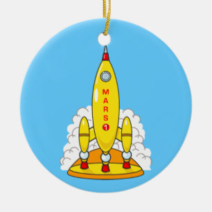 Raket naar Mars Keramisch Ornament