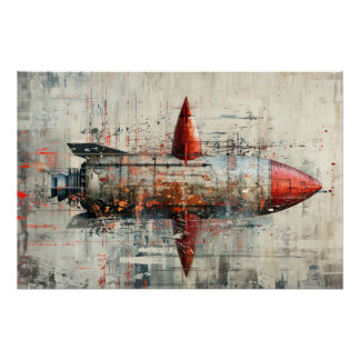 Raket op grunge achtergrond in stijl. perfect poster