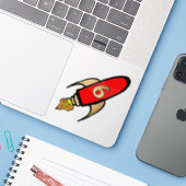 Raket op heldere achtergrond sticker (Laptop met iPhone)