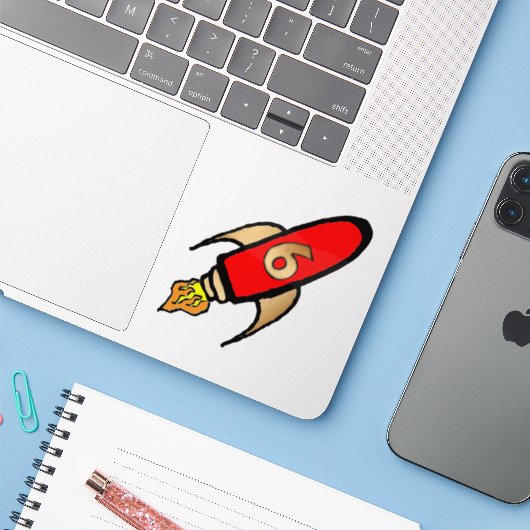 Raket op heldere achtergrond sticker (Laptop met iPhone)