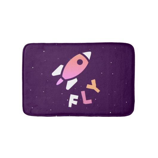 Raket - Paarse en roze Abstracte Pop Art. FLY! Badmat (Voorkant)