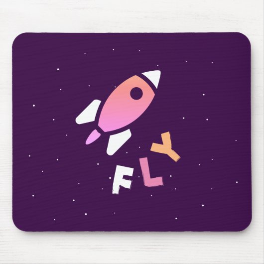 Raket - Paarse en roze Abstracte Pop Art. FLY! Muismat (Voorkant)
