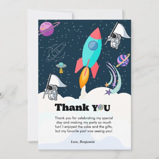 Raket planeet sterrenstelsel & buitenruimte dank u aankondiging (Voorkant)