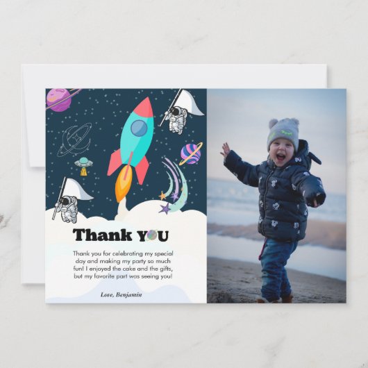 Raket planeet sterrenstelsel & buitenruimte dank u aankondiging (Voorkant)