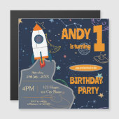 Raket, planeten Sterren Elke Leeftijd Buitenste Ru Magnetische Uitnodiging (Voorkant / Achterkant)