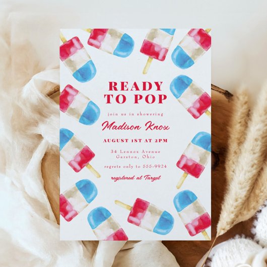 Raket Pop Zomer Patriottisch Popsicle Baby shower Kaart