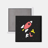 Raket - Red & Geel Abstract Pop Art. FLY! Magneet (Voorkant / Achterkant)