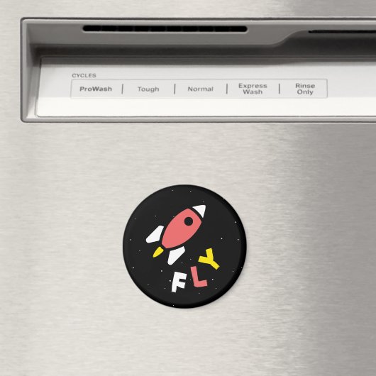 Raket - Red & Geel Abstract Pop Art. FLY! Magneet (Insitu (Vaatwasser))