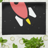 Raket - Red & Geel Abstract Pop Art. FLY! Theedoek (Gevouwen)