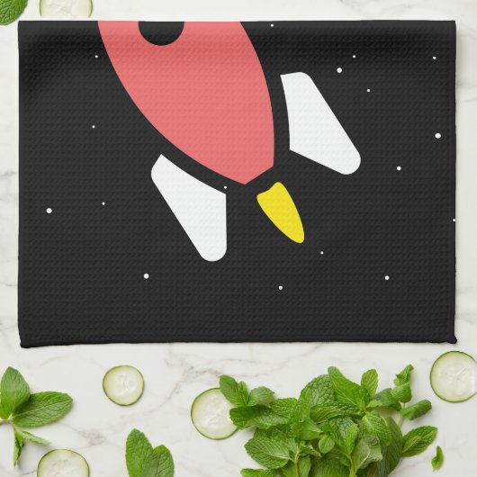 Raket - Red & Geel Abstract Pop Art. FLY! Theedoek (Gevouwen)