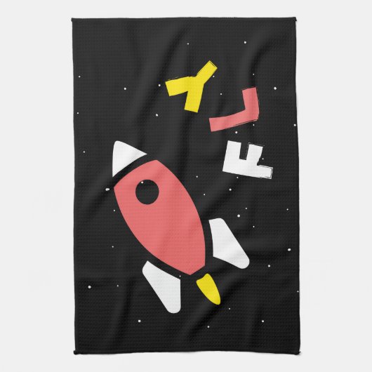 Raket - Red & Geel Abstract Pop Art. FLY! Theedoek (Verticaal)