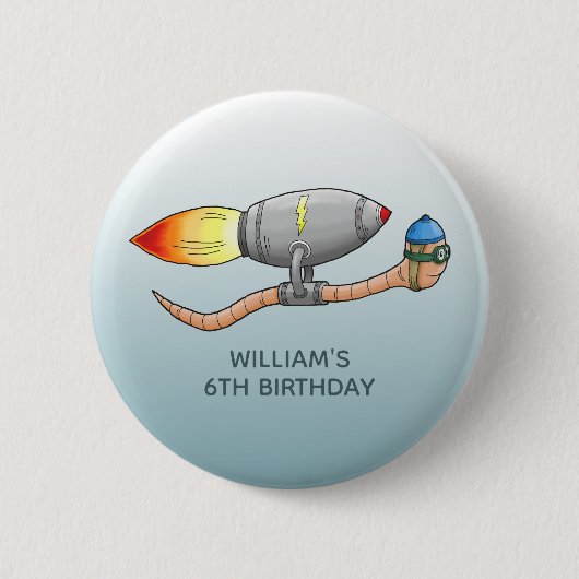 raket-regenworm ronde button 5,7 cm (Voorkant)