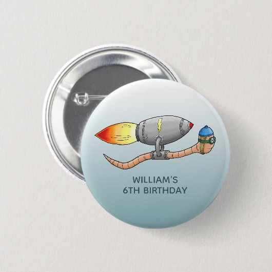 raket-regenworm ronde button 5,7 cm (Voorkant /achterkant)