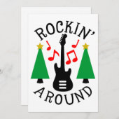 Raket rond de kerstboom feestdagenkaart (Voorkant / Achterkant)