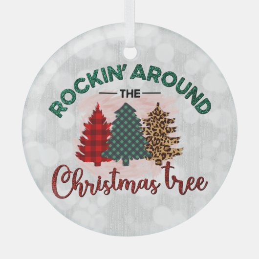 Raket rond de kerstboom glas ornament (Voorkant)