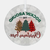 Raket rond de kerstboom glas ornament (Achterkant)