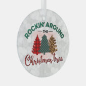 Raket rond de kerstboom glas ornament (Voorkant Rechts)