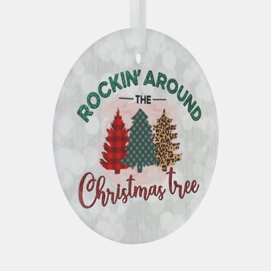 Raket rond de kerstboom glas ornament (Voorkant Rechts)