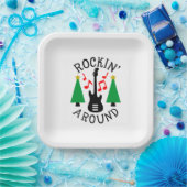 Raket rond de kerstboom papieren bordje (Feest)