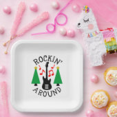 Raket rond de kerstboom papieren bordje (Feest)