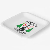 Raket rond de kerstboom papieren bordje (Gebogen)