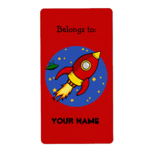Raket rood geel Bookplate Label