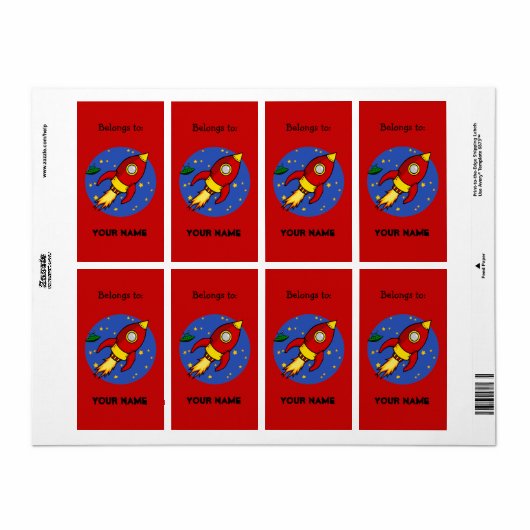 Raket rood geel Bookplate Label (Full Sheet)