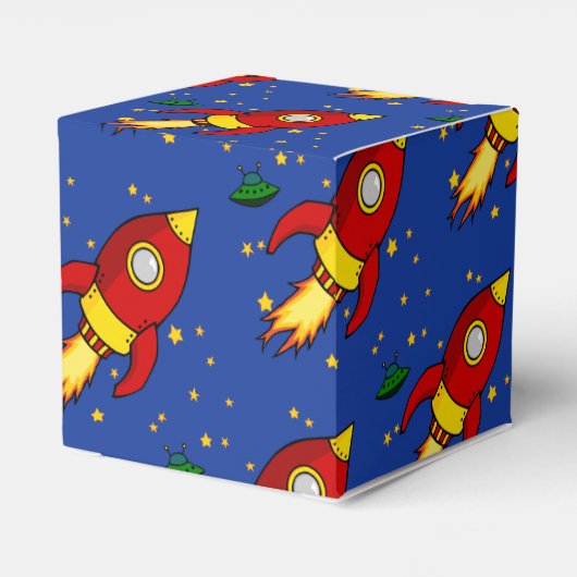 Raket rood geel Classic Favor Box Bedankdoosjes (Achterkant)