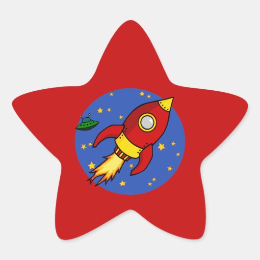 Raket rood geel Star Sticker (Voorkant)