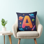 🌌 Raket Ruimte Letter A Sterren Planeten Kinderen Kussen (Stoel)