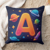 🌌 Raket Ruimte Letter A Sterren Planeten Kinderen Kussen (Deken)