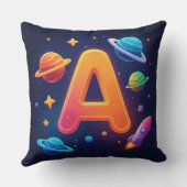 🌌 Raket Ruimte Letter A Sterren Planeten Kinderen Kussen (Achterkant)