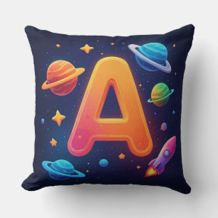 🌌 Raket Ruimte Letter A Sterren Planeten Kinderen Kussen
