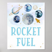 Raketbrandstof Galaxy Blue Gold Space Birthday Poster (Voorkant)