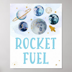 Raketbrandstof Galaxy Blue Gold Space Birthday Poster