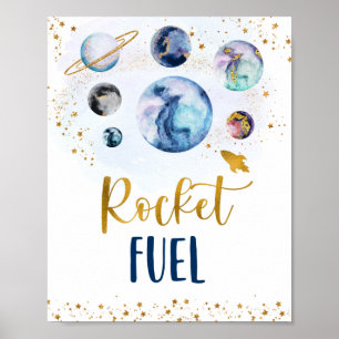 Raketbrandstof Galaxy Blue Gold Space Birthday Poster