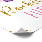 Raketbrandstof roze goudruimte op zaterdag poster (Hoek)