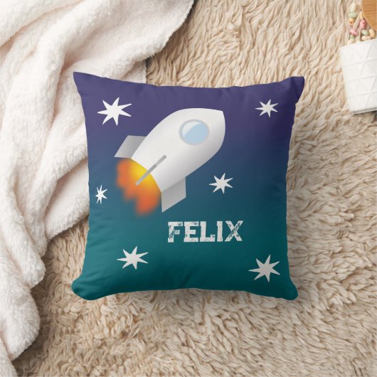 Rakete mit Sternen 2 | personalisierbares Kissen Kussen (Deken)
