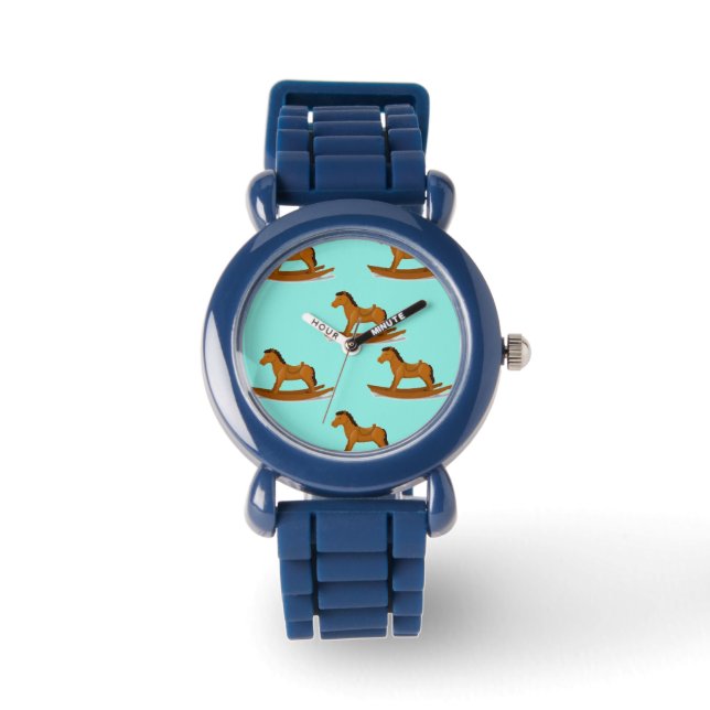Raketend houten paard horloge (Voorkant)