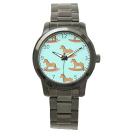 Raketend houten paard horloge