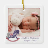 Raketend paard 2 Foto Mijn eerste kerstkind meisje Keramisch Ornament (Voorkant)