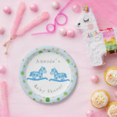 Raketende Paardse Twin Boy Baby shower Party Papieren Bordje (Feest)