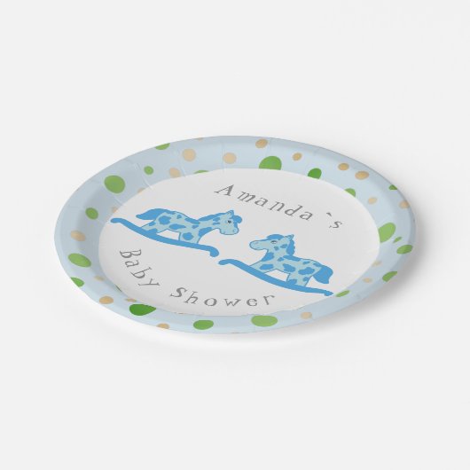 Raketende Paardse Twin Boy Baby shower Party Papieren Bordje (Gekanteld)