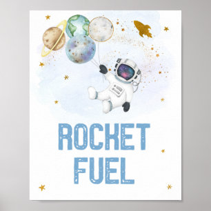 Raketfuel Astronaut Blue Gold Space Birthday Poster