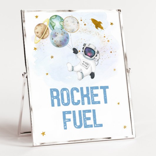 Raketfuel Astronaut Blue Gold Space Birthday Poster