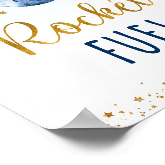 Raketfuel Blue Gold Space Birthday Sign Poster (Hoek)