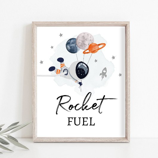 Raketfuel Space Party Astronaut Boy Drinken Sign. Poster