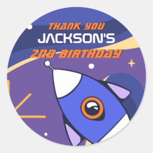 Raketgalaxy buitenruimteschepieters Birthday Party Ronde Sticker