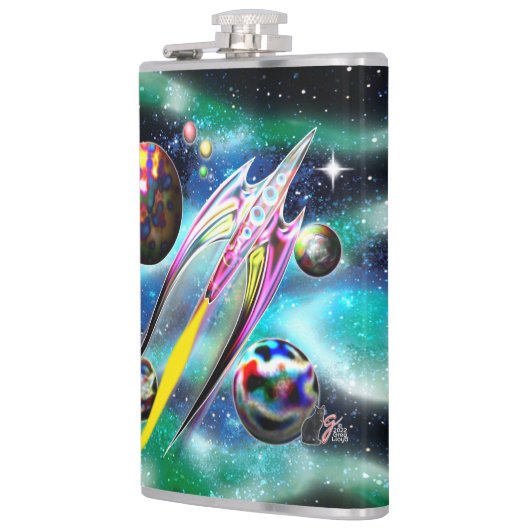 Raketkolf van glas heupfles (Links)